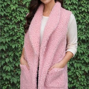 BETSEY JOHNSON Pink Boucle Oversized Vest, M/L
